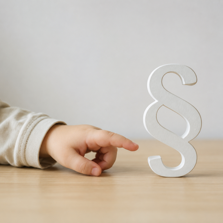 Paragrafenzeichen und Kinderhand als Symbol für die Kindschaftsrechtsreform KiMoG 2026